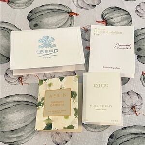 Perfume samples from Creed, Aerion, Initio, Masison